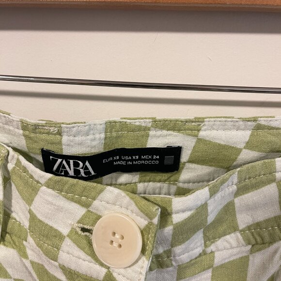 Linen wide leg checkered pants - Picture 4 of 6